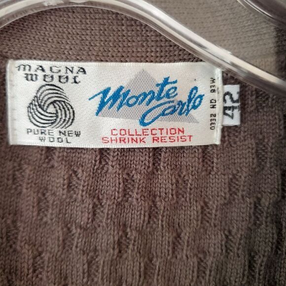 Vintage Monte Carlo Men's Grandpa Vest Pure New Wool Size 42 Large - Picture 5 of 6